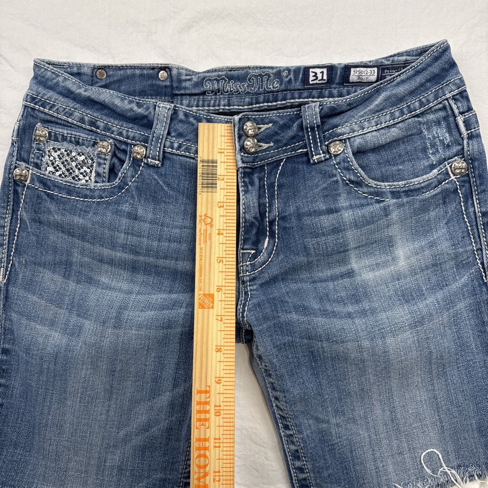 Miss Me JEAN SHORTS WOMEN 31 CUTOFFS  EMBELISHED SEQUINS RHINESTONES - Picture 5 of 7